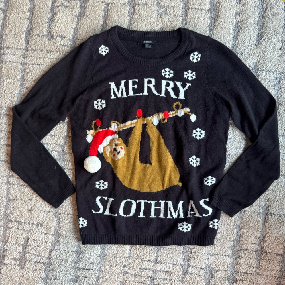 Black Merry Slothmas Sweater